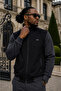 Smoked Suede Detailed Tracksuit Set with Stand Collar, Standard Fit, Zippered Pockets, Men's Top and Bottom Set - 6