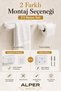 White Lamalı 2-Piece Bathroom Set, Lamalı Solo Towel Paper Holder, Lamalı Toilet Paper Holder, Both Adhesive and Mountable Product - 4