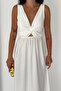Women's Double-Breasted Collar Waist Cut-Out Maxi Dress - 5