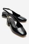 Women's Open-Back Heeled Shoes Black Wrinkled