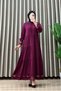 Siya Dress Belmando Fabric Women's Burgundy Sleeve and Hem Lace Detailed Collar Openable Buttoned Hijab Dress