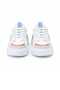 Women's White Thick Sole Casual Sneaker Sports Shoes – Blue Powder Detailed Lace-Up Casual Model - 4