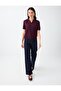 Burgundy V-Neck Short Sleeve Knit Sweater - 2