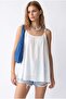 2195 Women's Lined Strappy Modal Gathered Casual Blouse White - 5