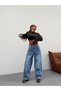 Ice Cream Color Side Panels and Knee Detail Baggy Jeans - 5