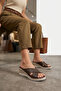 2506 Brown Genuine Leather Women's Slippers