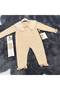 Baby Girl Lace Collared Knitwear Jumpsuit and Headband - 100% Natural Cotton - Beige