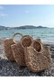 Women's Straw Beach Bag with 3 Size Options – Hand-Knitted Look, Large Internal Volume, Daily Use and Vacation Bag - 3