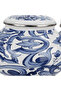 Blue Enamel Kettle With Floral Arabesque Design - 2.5 Litre - 2