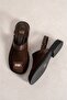 Women's Brown Knitted Detailed Comfortable Sandals - 5
