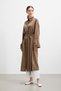Women's Long Buttoned Belted Shirt 10753 Brown