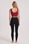 Women's Red Ribbed V-Neck Button Detailed Stretchy Crop Top / Bustier - 4