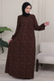 Shirt Collar Front Buttoned Loose Viscose Shawl Pattern Dress Hijab Dress Mother's Dress Prayer Dress - 2