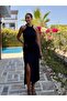 Black Halter Neck Dress with Side Buckle