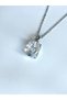 Steel Zircon Single Stone Necklace with Tiny Heart Stone Details - 3