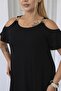 Plus Size Cotton Lycra Dress with Gold Accessories on the Shoulders - 8
