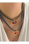 Braided and Eye Detail Steel Necklace Blue - 3