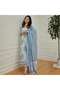White Cotton Salwar Kameez Dupatta - ALV1007 | White-Size-M-38Inches - 3