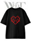 Heartless Emblem Design Printed Unisex Black Oversize T-Shirt