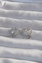 Brass Silver Color Bow Detail Heart Earrings with Pearls and Zircon Stone