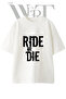 تي شيرت أبيض كبير الحجم مطبوع بتصميم Ride Or Die للجنسين