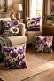 Purple Violets Patterned 4-Piece Throw Pillow Cover Set - 2