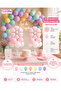 Pink Daisy Figured Balloon Stand and Chain Balloon Set |   Retro Daisy 44 Piece Concept Compatible Pastel Macaron Balloon Set Birthday Decorations