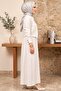 Women's White Jacketed Suit Modern Cut Modest Dress - 2