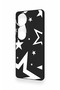 Vivo V40 Compatible Black Mega Star Patterned Silicone Case - 4