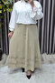 Women's Clothing Plus Size Seersucker Layered Flared Skirt - 6