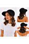 Women's Summer Black Sun Hat Wide Brim Adjustable Sports Hat - 4