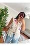 Women's Baby Collar Tie-Up Embroidered Lace Lined Linen Very Stylish Vest - 5