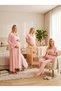 New Season Powder Scallop Linen Detailed Short Sleeve Design 100% Cotton Maternity Nightgown Pajama Set with Breastfeeding Feature - 3