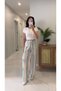 Marea Ecru Mint Striped Trousers - 4