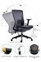 Medium Back Mesh Office Chair with Back Support, Height Adjustable with Tilt and Lock, Breathable Mesh Design, Grade 3 Gas Lift, 340mm Fiberglass Base, 55mm Nylon Casters - 8