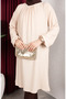 Bürümcük Fabric Raglan Sleeve Long Tunic 0902-01 Ecru - 4