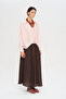 Women's Asymmetrical Cut V-Neck Powder Blouse - 4