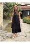 Women's Gathered Off the Shoulder Boat Neck Ruffle Janjan Crepe Dress - 4