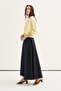 Women's Side Pleated Jean Skirt Dark Navy Blue - 6
