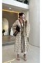 Linen Embroidered Belted Long Kimono