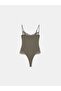 32730 Lace Detailed Strappy Bodysuit-Khaki - 6