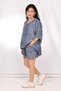 Navy Blue and White Striped Double Shorts and Blouse Set - 4