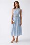 2213 Women's Lined Openwork Floral Patterned Embroidered Midi Dress Baby Blue - 5