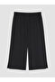 Özmarka New Season Black Wide Leg Women's Capri Pants with Elastic Waist - 7