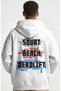 Squat Bench Deadlift Fitness Gym Bodybuilding Athlete Back Printed Unisex Oversize Combed Cotton Hoodie