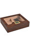 Glass Top Desktop Humidor | Elegant Wood Finish with Analog or Digital Hygrometer - 4