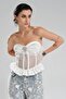 Women's brooch detailed chest part covered and underwire design corset - 4