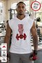White Great Red Printed Standard Fit Hooded Sports Athlete Cotton Fabric Sleeveless Men's Athlete Tshirt