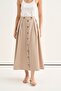 Women's Gabardine Buttoned Pleated Skirt Beige - 5