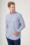 White-Navy Blue Buttoned Collar Long Sleeve Pocketed Checkered Pattern Comfort Fit 100% Cotton Shirt 1004260218